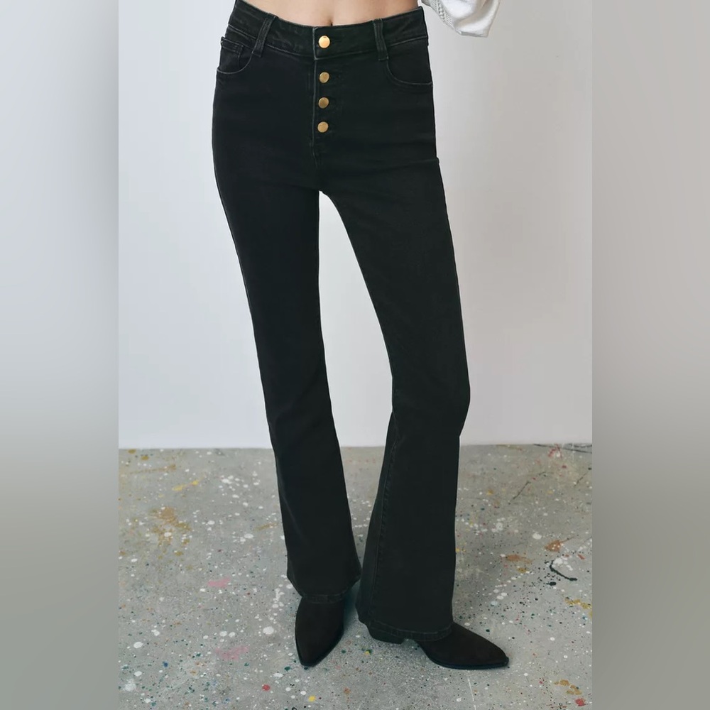 NWT Zara Black Flare Wide Leg Jeans